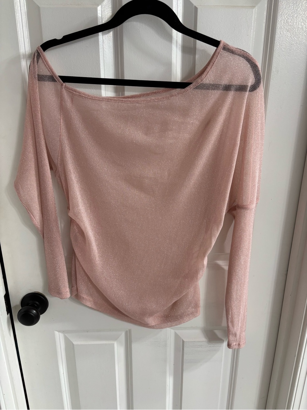 Light Pink Shimmery Boatneck Women's Shirt